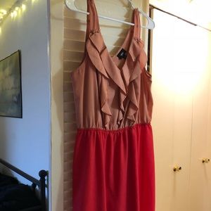 Duo colored pink midi dress